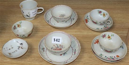Thirteen pieces of Chinese porcelain teaware, including a Nanking Cargo tea cup